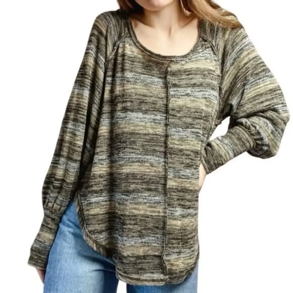Free People Carolina Hacci striped sweater knit top medium